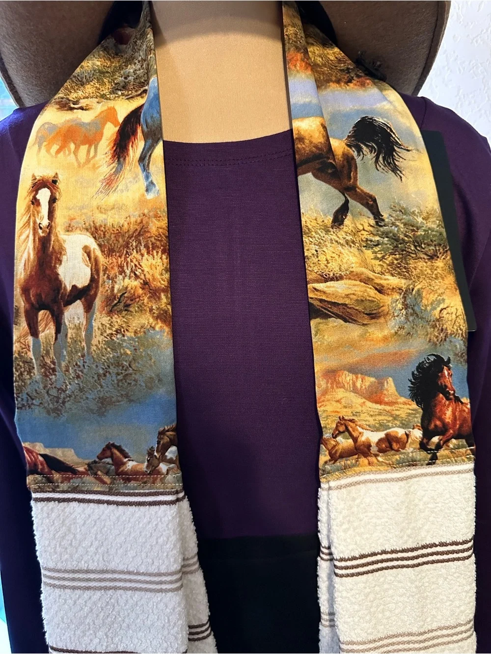 Handmade Kitchen Scarf with Horse Ranch Print